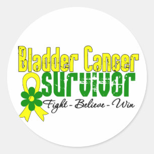 Lint bladerkanker overlevingsband ronde sticker