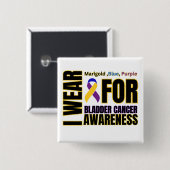 Lint bladerkanker vierkante button 5,1 cm (Voorkant /achterkant)