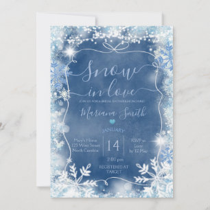 Lint Blauwe Sneeuw in Love Sneeuwvlok Bruidsfeest Kaart