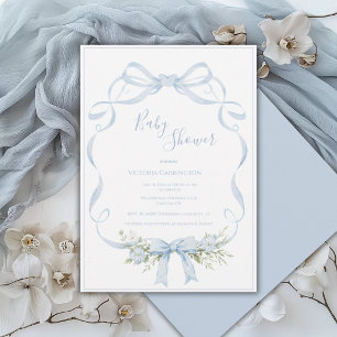 Lint Blauwe Strik Frame Elegante Strik Baby Shower Kaart