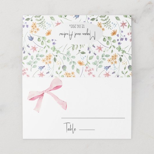 Lint bloemenbruiloft plaats kaart (Buitenkant ongevouwen)