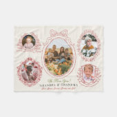 Lint & Botanische Lijsten 5 Foto Red Grootouders Fleece Deken (Voorkant (Horizontaal))