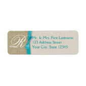 Lint en Burlap Blue Monogram Etiket (Voorkant)