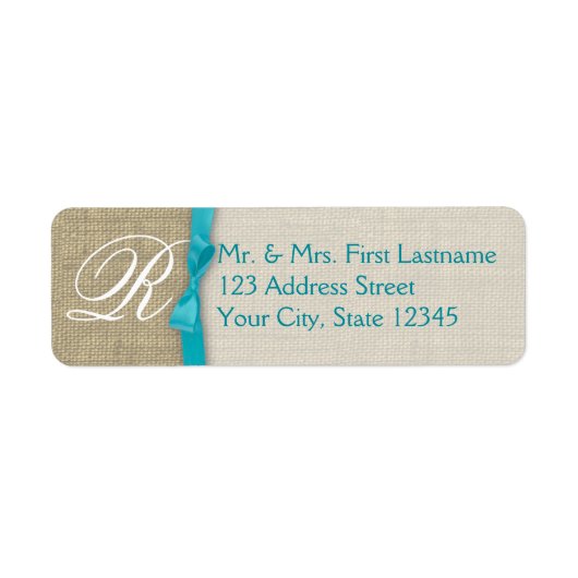 Lint en Burlap Blue Monogram Etiket (Voorkant)