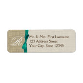 Lint en Burlap Groen Monogram Etiket (Voorkant)