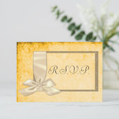  Lint, Goud en Bruin Huwelijk RSVP (Staand voorkant)