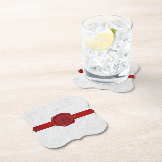 Lint lint B Rood waszegel lint Kartonnen Onderzetters (Insitu)