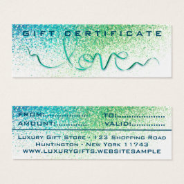 Lint lint & Glitter Liefde Glitter Blauw Modern Mini Visitekaartjes