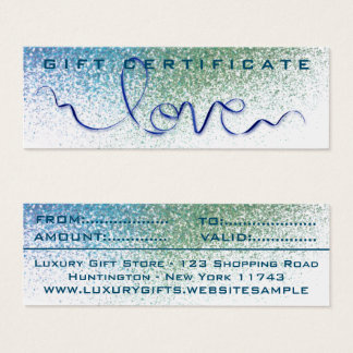 Lint lint & glittersparel Blauwe moderne liefde Mini Visitekaartjes