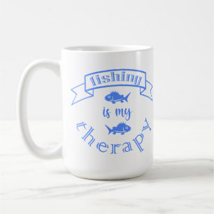 Lint met tekst Vissen is mijn therapie Koffiemok