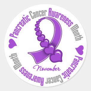 Lint op hart - alvleesklier-kanker ronde sticker