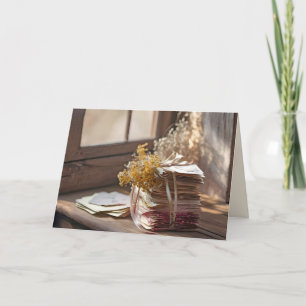 Lint op oude letters door venster kaart