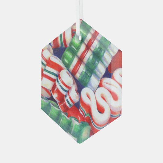 LINT SNOEPJES glas zeshoek Ornament (Voorkant links)