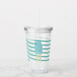 Lint Strepen Ijslolly Stokje Monogram Acryl Drinkbeker
