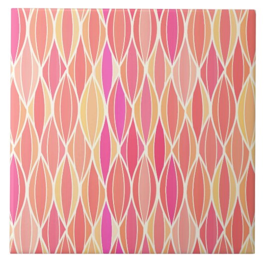 Lint uit de middeleeuwen - roze, koraal en goud tegeltje (Voorkant)