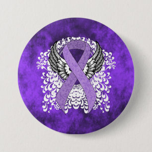 Lint van de Bewustheid van de lavender met Wings Ronde Button 7,6 Cm
