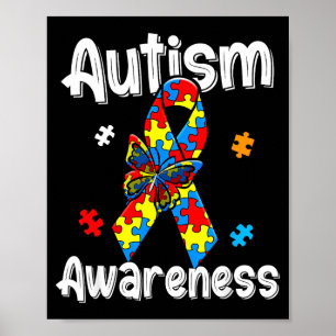 Lint voor autisme bewustzijn vlinder puzzelstukken poster