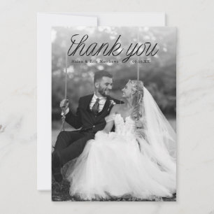 Lint Zwarte Script Top Minimalistische Trouwfoto Bedankkaart