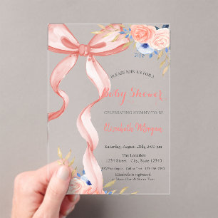 Lintbloemen met Bokeh Baby Shower Acryl Uitnodigingen
