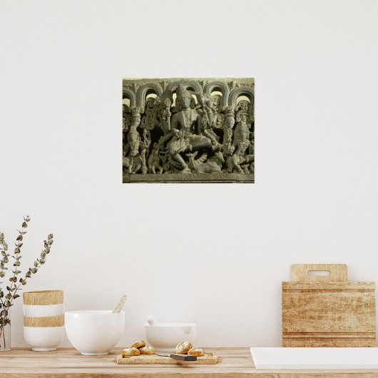 Lintel met afbeelding van de Trinity: Siva, Brahma Poster (Keuken)