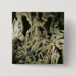 Lintel met Shiva Nataraja, Kakatiya dynasty Vierkante Button 5,1 Cm