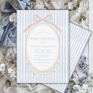 Linten Bloemen Waterverf Vintage Baby Shower Kaart