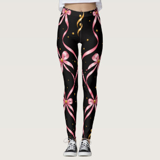 linten en goud op zwarte joggingbroeken leggings