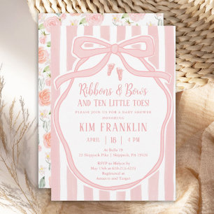 Linten en Strikken Paris Roze Meisje Baby Shower Kaart