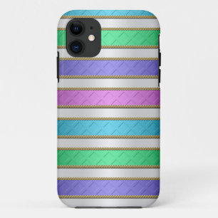 Linten met meerdere kleuren strepen in roze blauw iPhone 11 hoesje