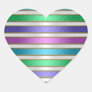 Linten met meerdere kleuren strepen in roze blauw hart sticker