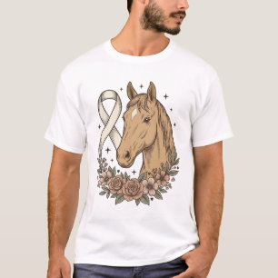 Linten paard lint bloemendesign voor bewustwording t-shirt
