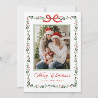Lintgroene Foto Kerstkaart Kaart