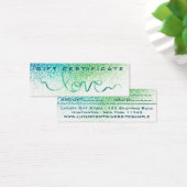 Lintgroene lint & glinsterende liefde glans blauwe mini visitekaartjes (Bureau)