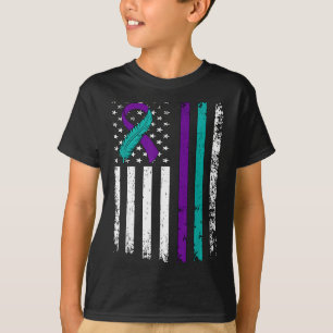 Lintje met Amerikaanse vlag voor zelfmoordpreventi T-shirt