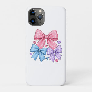 Lintje met strik patroon – Roze blauw & paarse str iPhone 11 Pro Hoesje