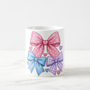 Lintje met strik patroon – Roze blauw & paarse str Koffiemok