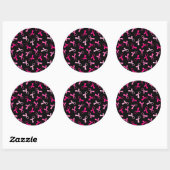  lintpatroon met multiroze borstkanker ronde sticker (Vel)