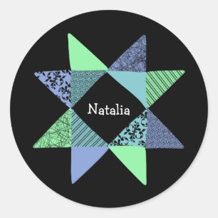 Lintster Quilt Patchwork Block Ronde Sticker