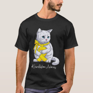 Lintworm-bewustzijnsmaand Gele Lint Kat T-shirt