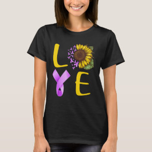 lintzonnebloem met gloeiende pancreaskanker t-shirt