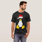 Linu Mascot Tu Penguin Santa Hat Nerd Geek T-shirt (Voorkant volledig)