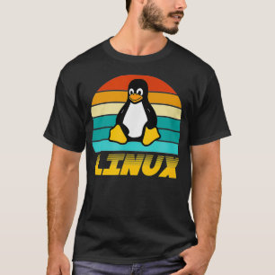 Linu Retro Tu Penguin Sunset Linu Design T-shirt