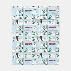 Linus bouwt een sneeuwpop fleece deken