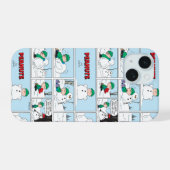 Linus bouwt een sneeuwpop iPhone 15 hoesje (Achterkant horizontaal)