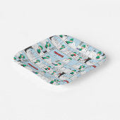 Linus bouwt een sneeuwpop papieren bordje (Gebogen)