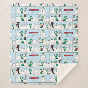 Linus bouwt een sneeuwpop sherpa deken