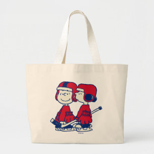 Linus & Lucy Ice Hockey-spelers Grote Tote Bag
