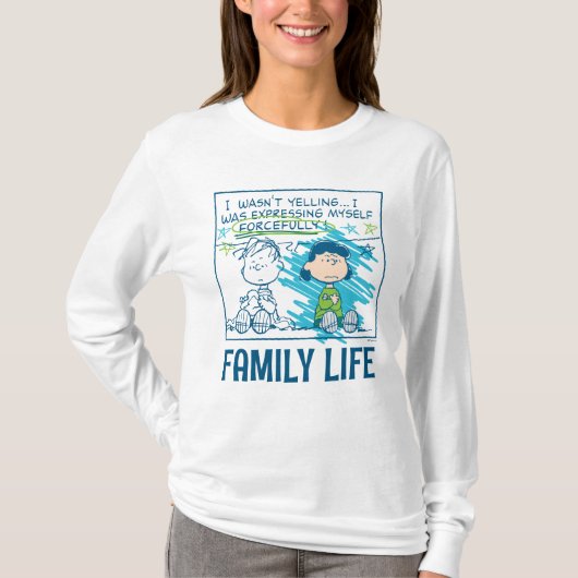 Linus & Lucy "Ik was niet aan het schreeuwen..." T-shirt (Voorkant)