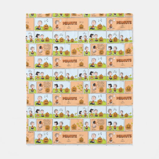 Linus & Lucy | Zingende Jack-O-Lantern Fleece Deken (Voorkant)