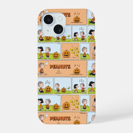Linus & Lucy | Zingende Jack-O-Lantern iPhone 15 Hoesje (Achterkant)
